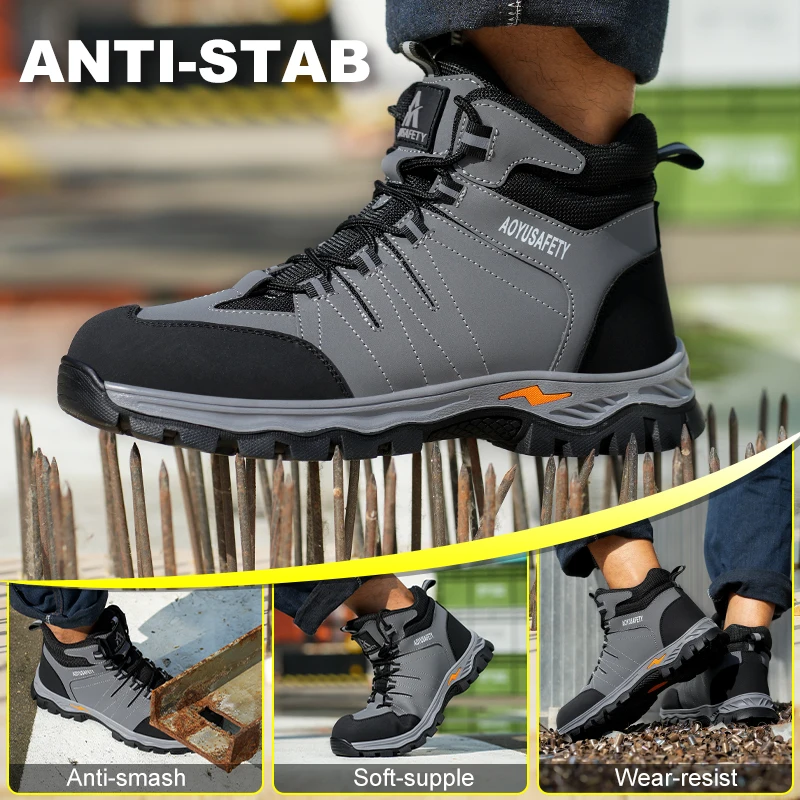 

New Safety Boots Men Work Indestructible Shoes Sneakers Steel Toe Protective Boots Anti-smash Anti-puncture Work Tactical Boots