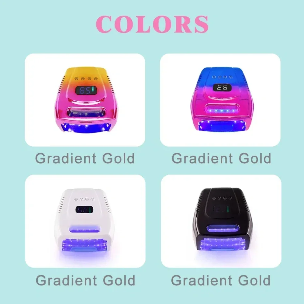 High Power 96W Cordless Rechargeable Wireless LED UV Nail Lamp For Gel Nail Polish Dryer Nail Lamp for Salon