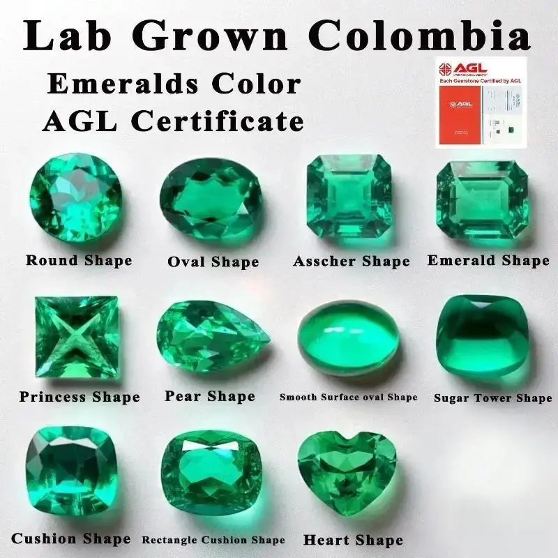 

Lab Grown Colombian Emeralds - Multi-Shapes,VVS1 Gemstone, Material for DIY Jewelry Pendant/Bracelet Making,Optional Certificate