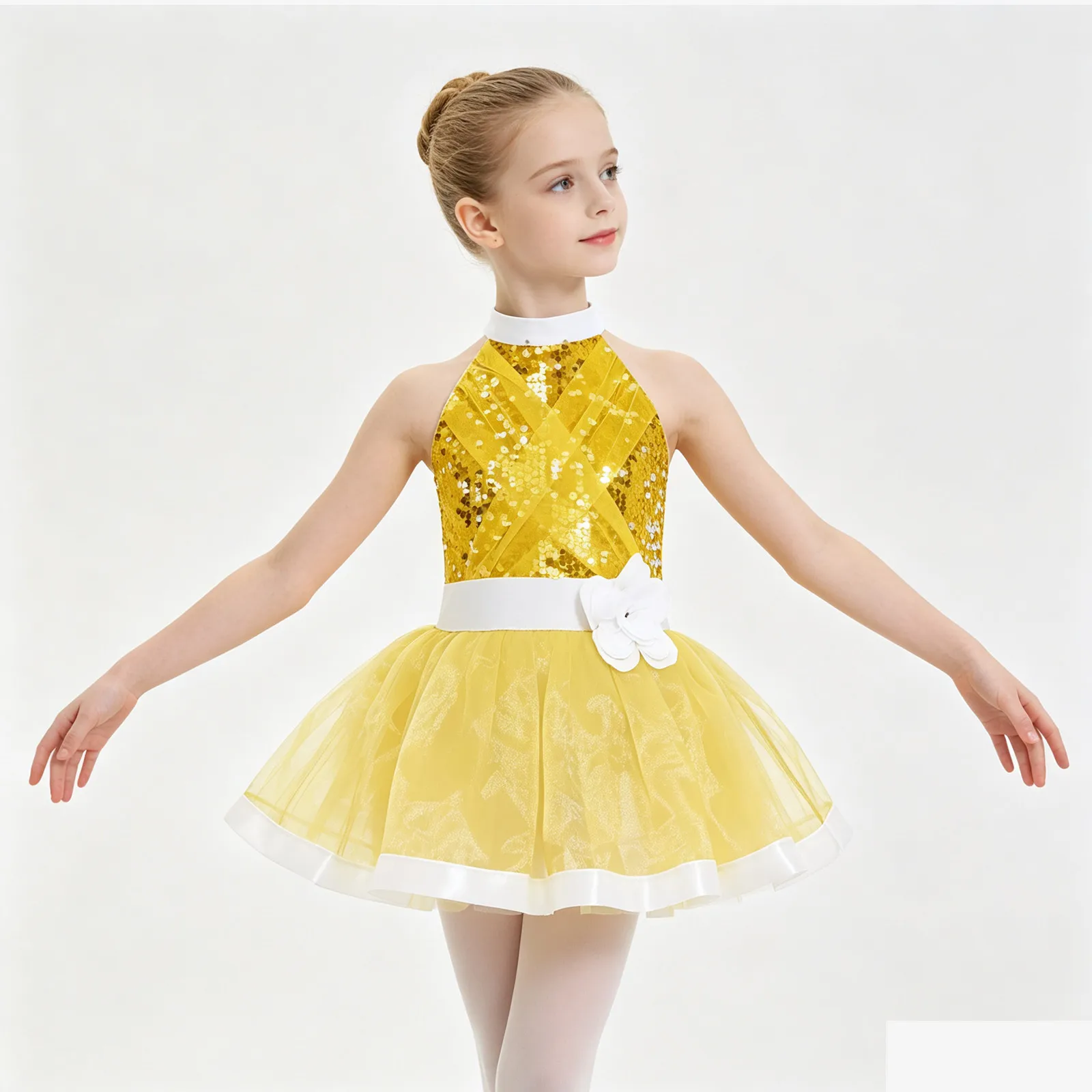 Maillots de Gimnasia para Niñas, Vestidos de Patinaje Artístico con Tutú, Lentejuelas Brillantes, Tul en Capas, Vestidos de Princesa, Bailarina, Ballet y Danza