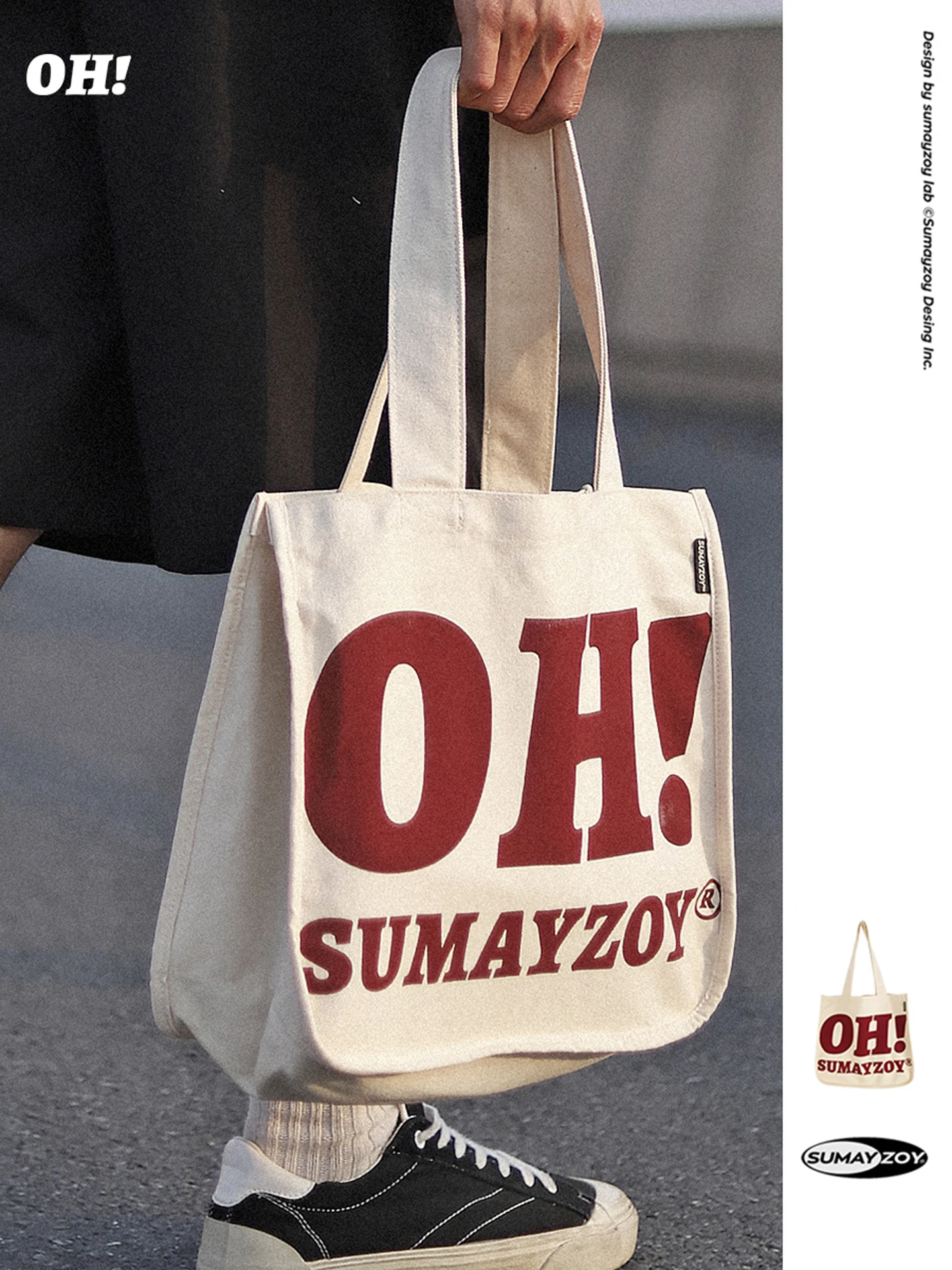 

Sumayzoys Canvas Tote Bag Artistic Museum Letter Design Commuter Shoulder Bag for Women Soft Handle Large Size Casual Use