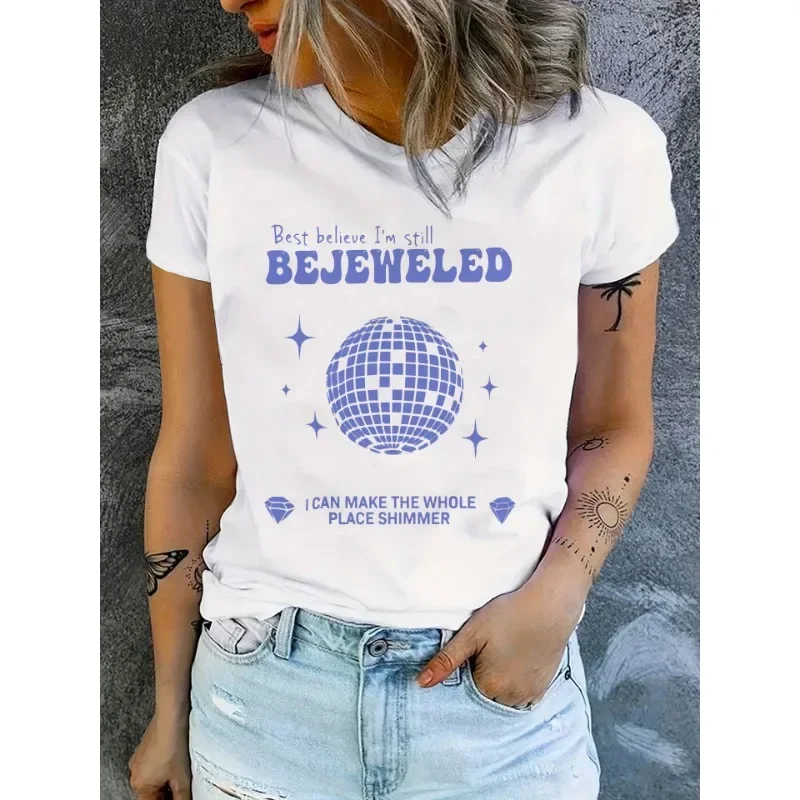 Bejeweled Cute Cartoon Women's T-Shirts Trendy Fashion Music T Shirt Short Sleeve Midnight Fandom Music Concert Tee Shirt Tops