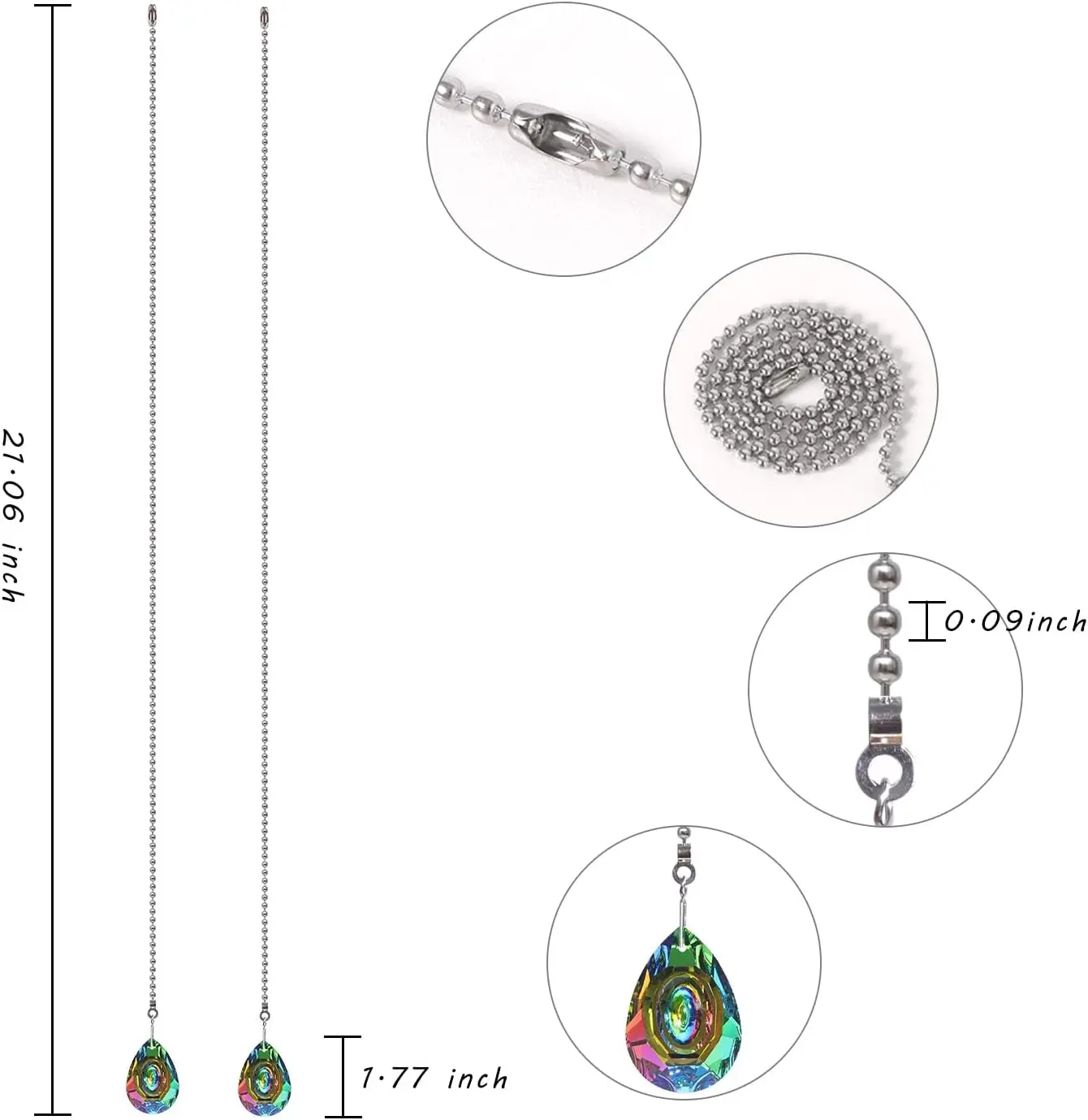 Prolunghe per catena per ventilatore da soffitto, 2 pezzi, per ventilatori da soffitto e connettori per luci a sospensione