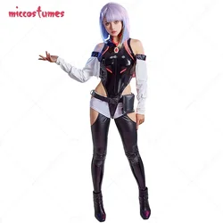 Miccostumes Women Lucy Cosplay Costume Punk Bodysuit Set with Wig