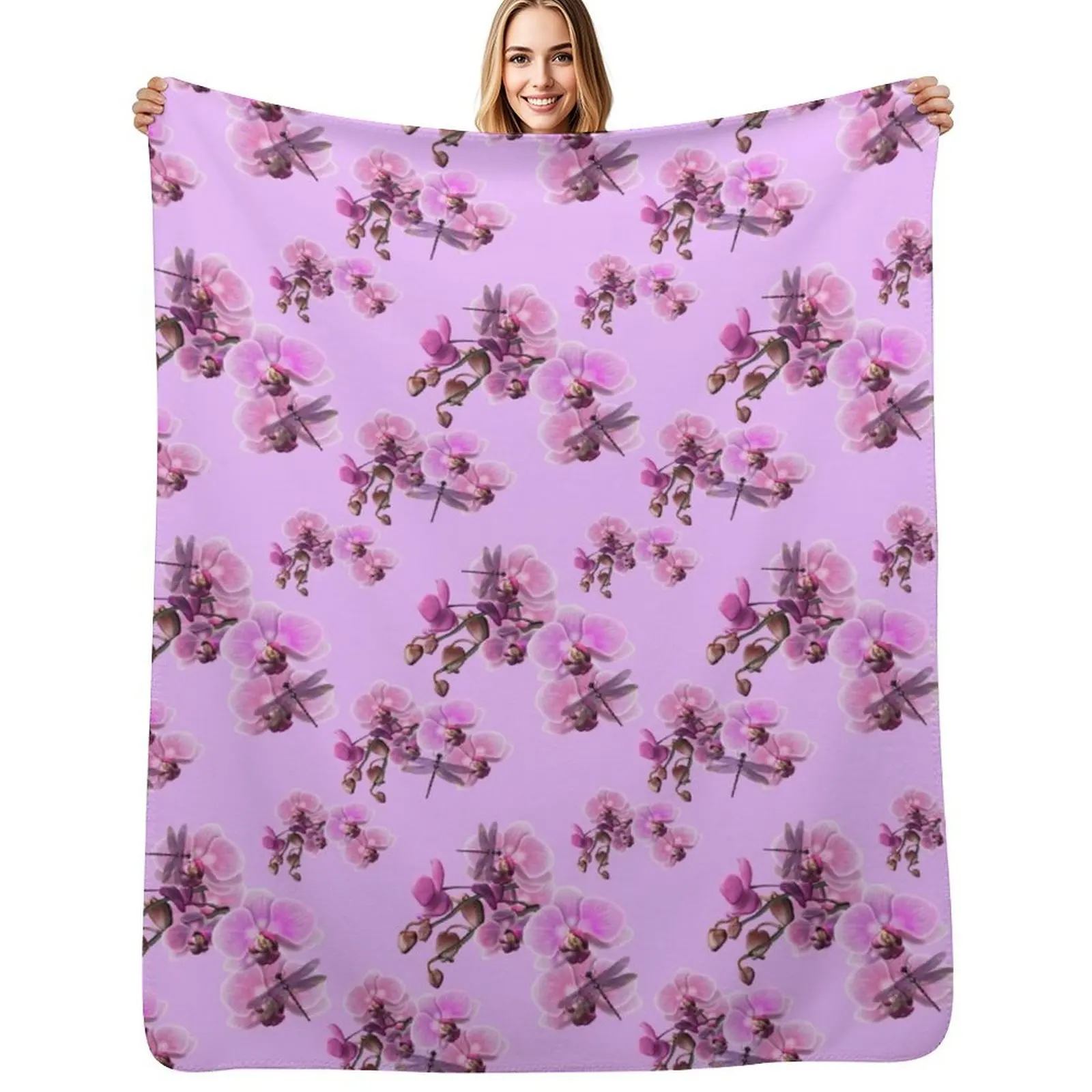 Orchids and Dragonflies Throw Blanket Thin Blankets For Bed Soft Big Cute For Baby Moving Blankets