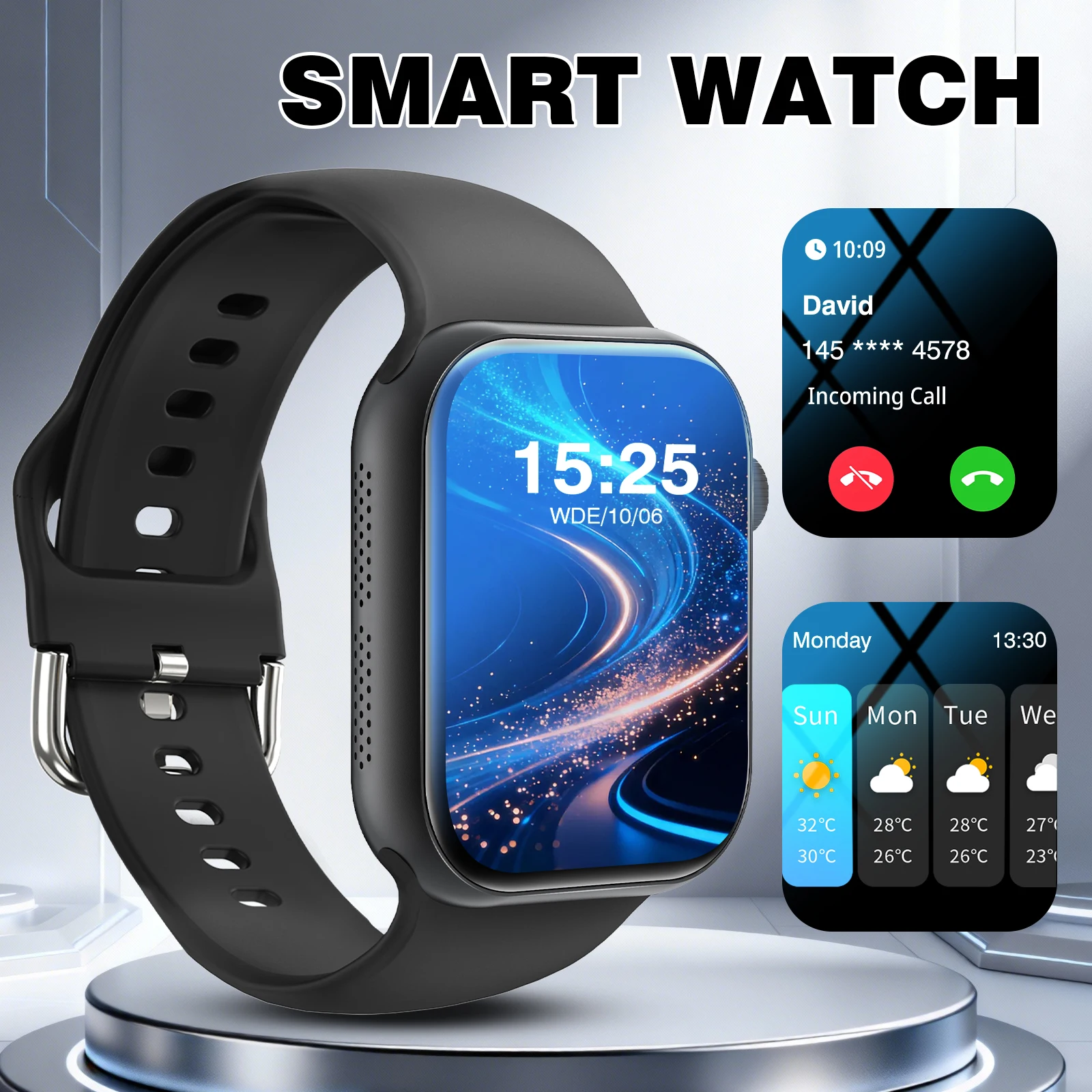 

New Full-Touch Screen Silicone Strap Smartwatch for Men and Women, Sports Fitness Outdoor Pedometer, For Android & iphone