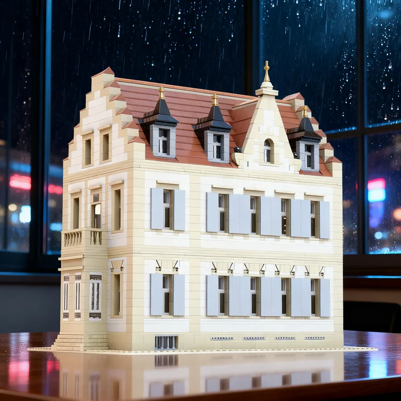 

3639 деталей MOC Karl Benz Haus Carl: Модульная модель городской улицы, строительные блоки, креативный подарок, коллекционный декор, премиум-класс для детей