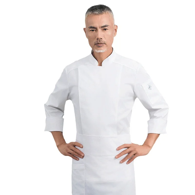 Chef Overalls Long Sleeve High-End Chef Clothing Men's Kitchen Dining Western Restaurant Baking Decoration Cooking Chef Uniform