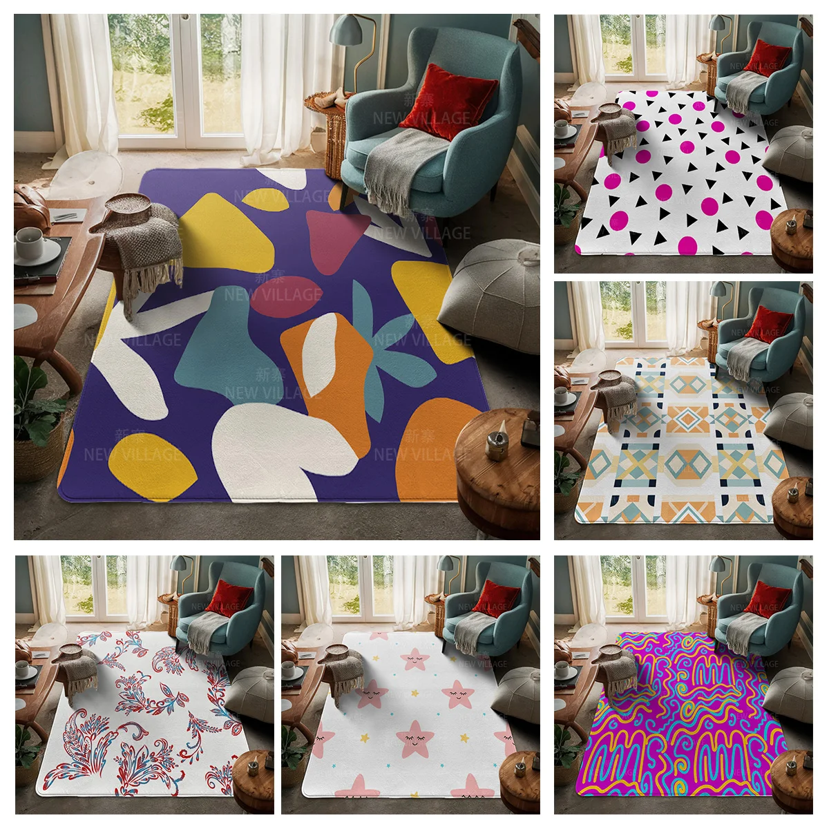 House entrance carpet Home door mat Living Room Bath Foot decoration non-slip rugs Modern geometric pattern nordic simple boho