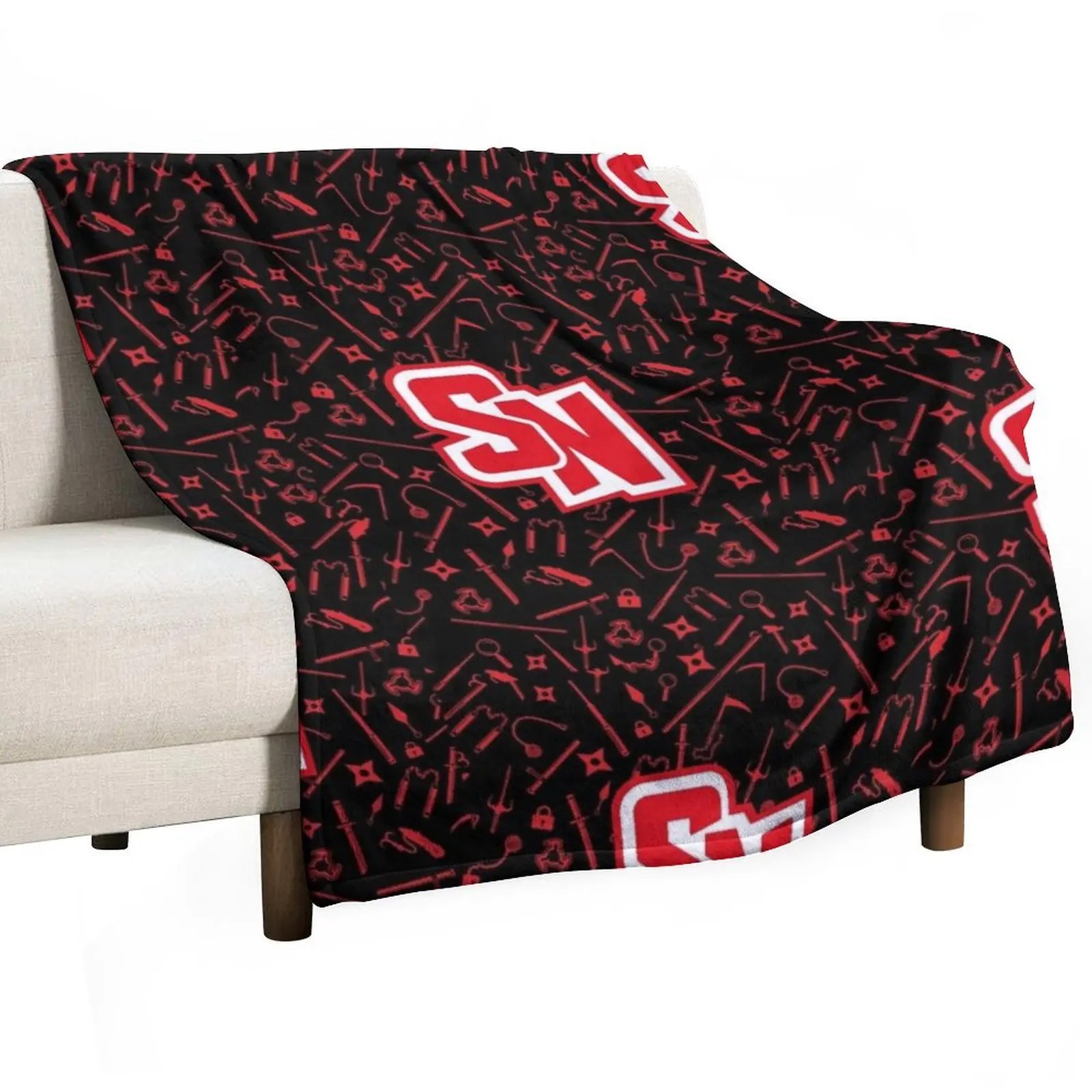 Collects all sword tools of a ninja sn- art logo Throw Blanket Bed Hair Thermal Soft Blankets