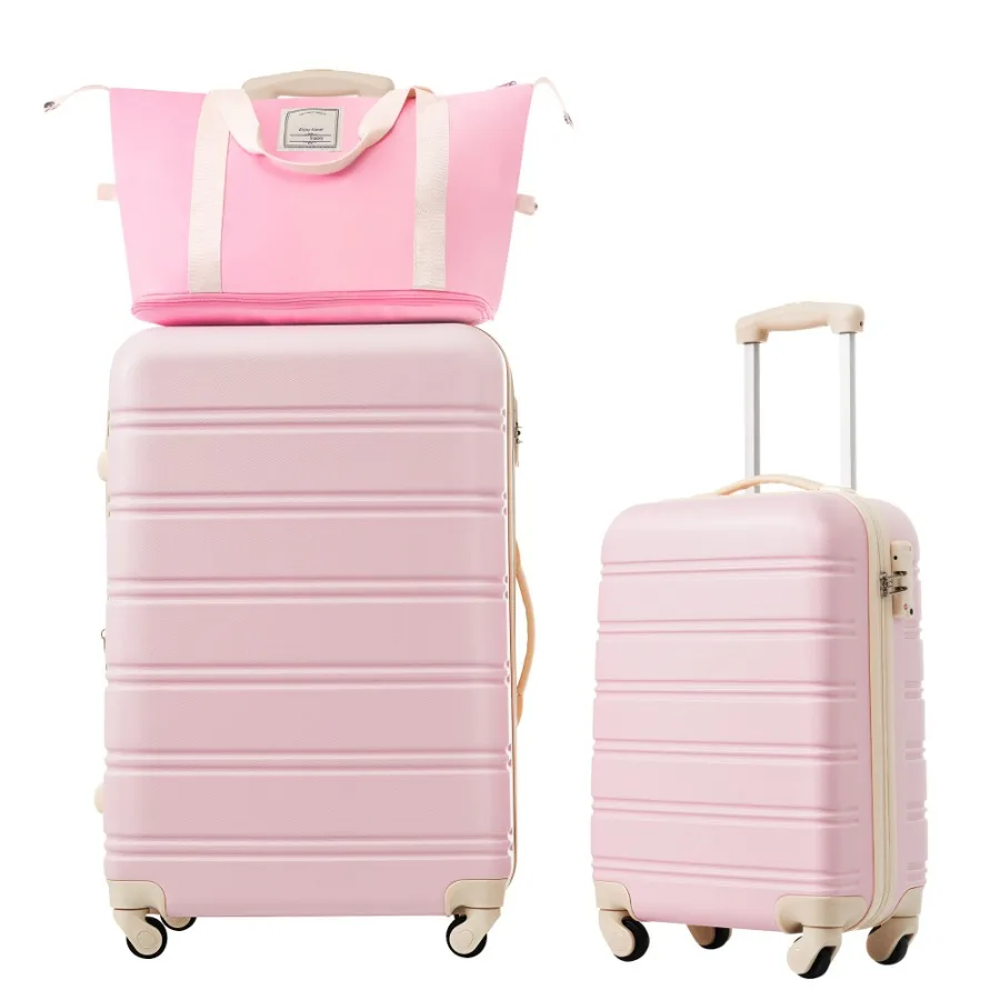 

Hardshell luggage sets for travel: polycarbonate, black, lightweight with TSA lock and spinner wheels 20 + 28