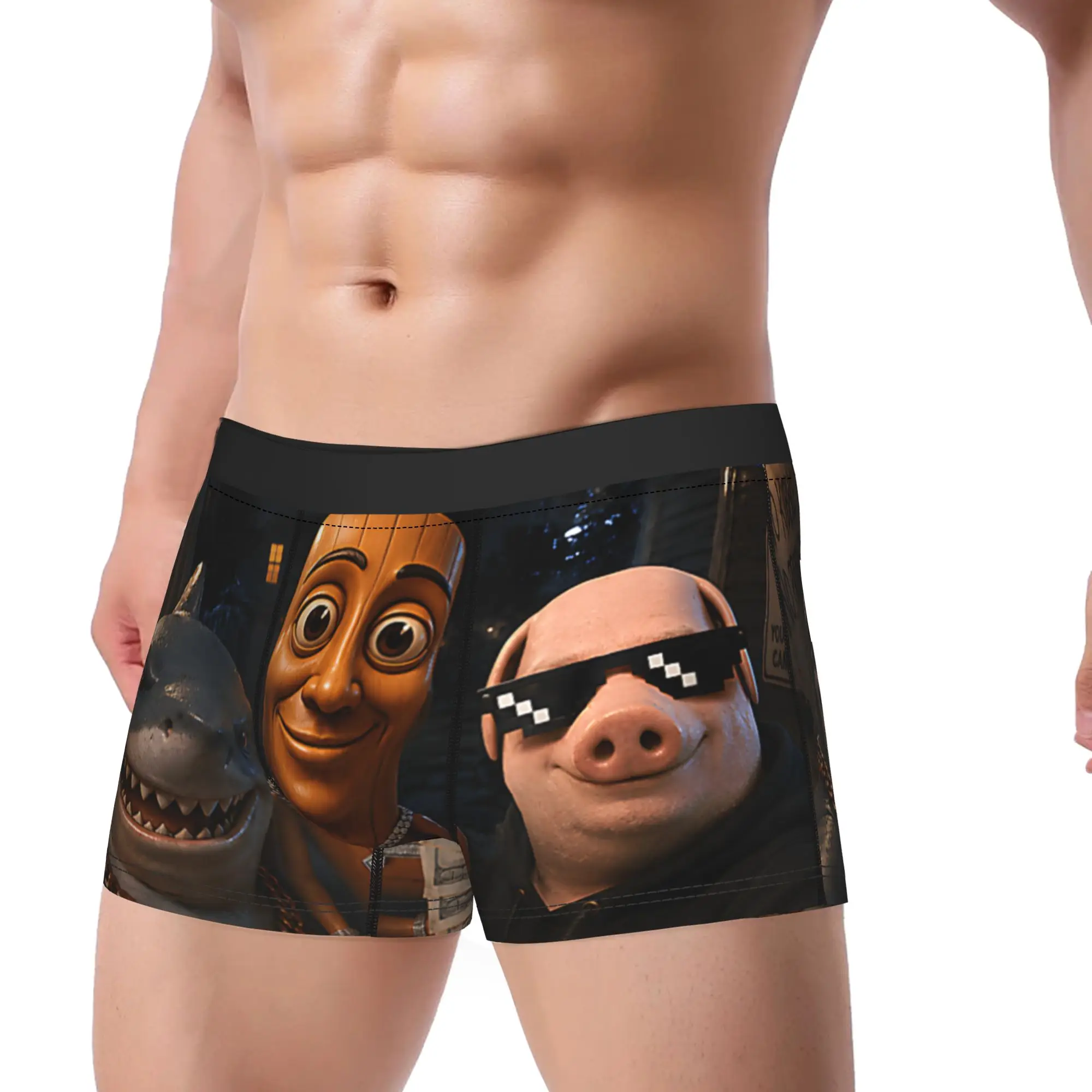 Funny Meme Tung Sahur Triple T John Pork Tralalero Tralala Boxer Brief Underwear Hot Sale Men Trunk Pattern Plus Size Panties