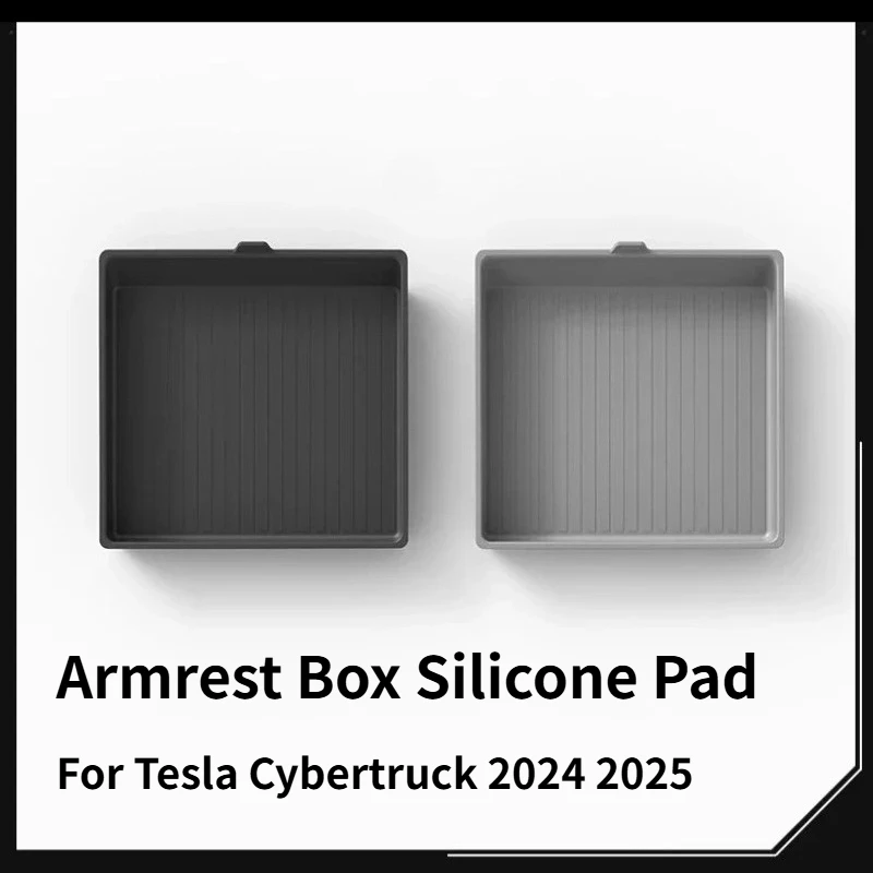 สำหรับเทสล่า ไซเบอร์ทรัค ปี 2024 2025 แผ่นรองที่วางแขน กล่องเก็บของ แผ่นรองกันลื่นสำหรับคอนโซลกลาง ถาดจัดระเบียบ อุปกรณ์เสริมสำหรับรถกระบะ