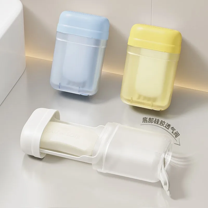 

Portable Travel Soap Storage Box Leakproof Waterproof Cover Soap Drain Box Simple Design Soap Organizer for Business Trips