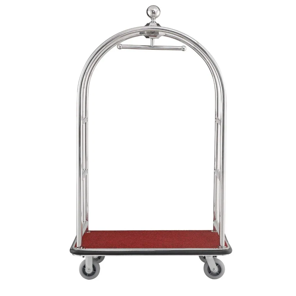 Carrello Bellman in acciaio inossidabile Curved Uprights6 "ruote in gomma, telaio tubolare in acciaio inossidabile è rinforzato a croce per rinforzo