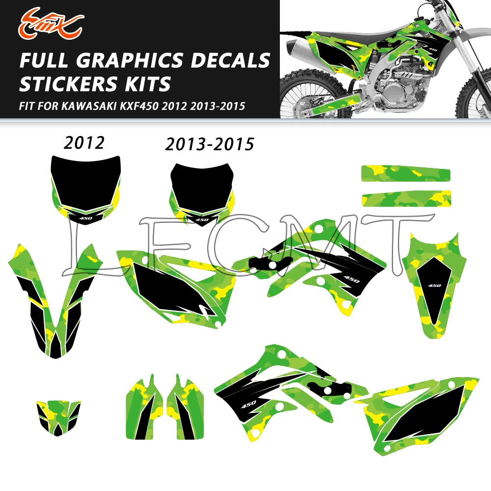 

Наборы графических наклеек для декора мотоциклов, подходящие для KAWASAKI KXF450 KX450F KXF 450 KX 450F 2012 2013 2014 2015