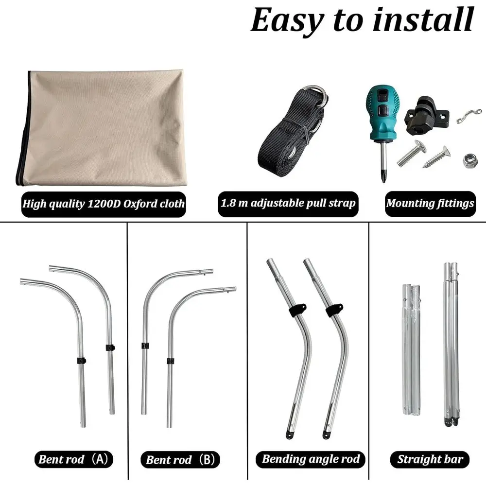 Heavy-Duty Foldable Beige Lawn Mower Canopy, UV & Rain Protection for Zero Turn Mowers