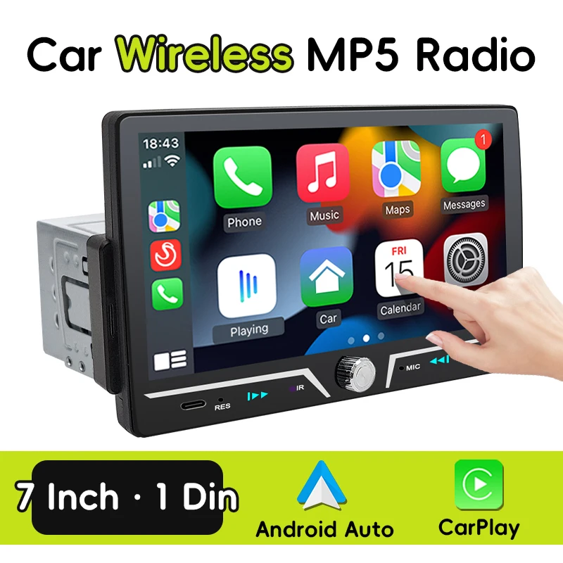 Hippcron Car Radio Wireless/Wire Android Auto Carplay 7