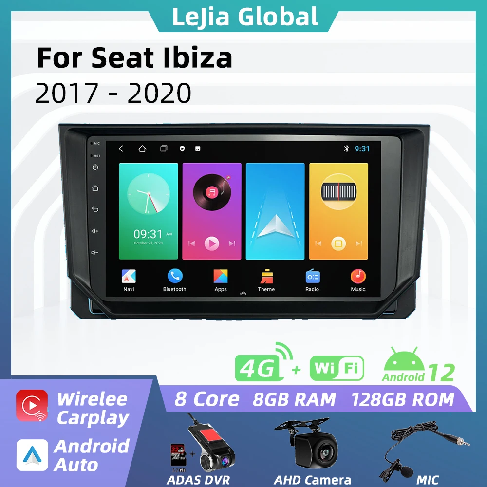 

2 Din Android Car Radio for Seat Ibiza 2017 - 2020 Screen Multimedia Auto Audio Player Navigation GPS Autoradio Carplay RDS DSP