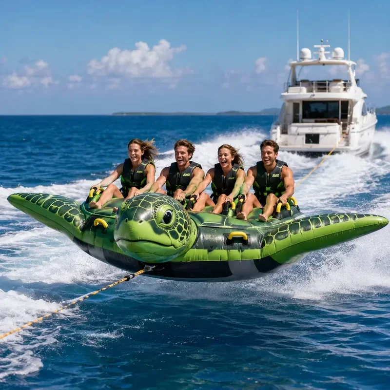 Clownfish Shape Inflatable Towable Tube Multi Rider Flying Water Sled for Yacht Towing Beach Ocean Adventure