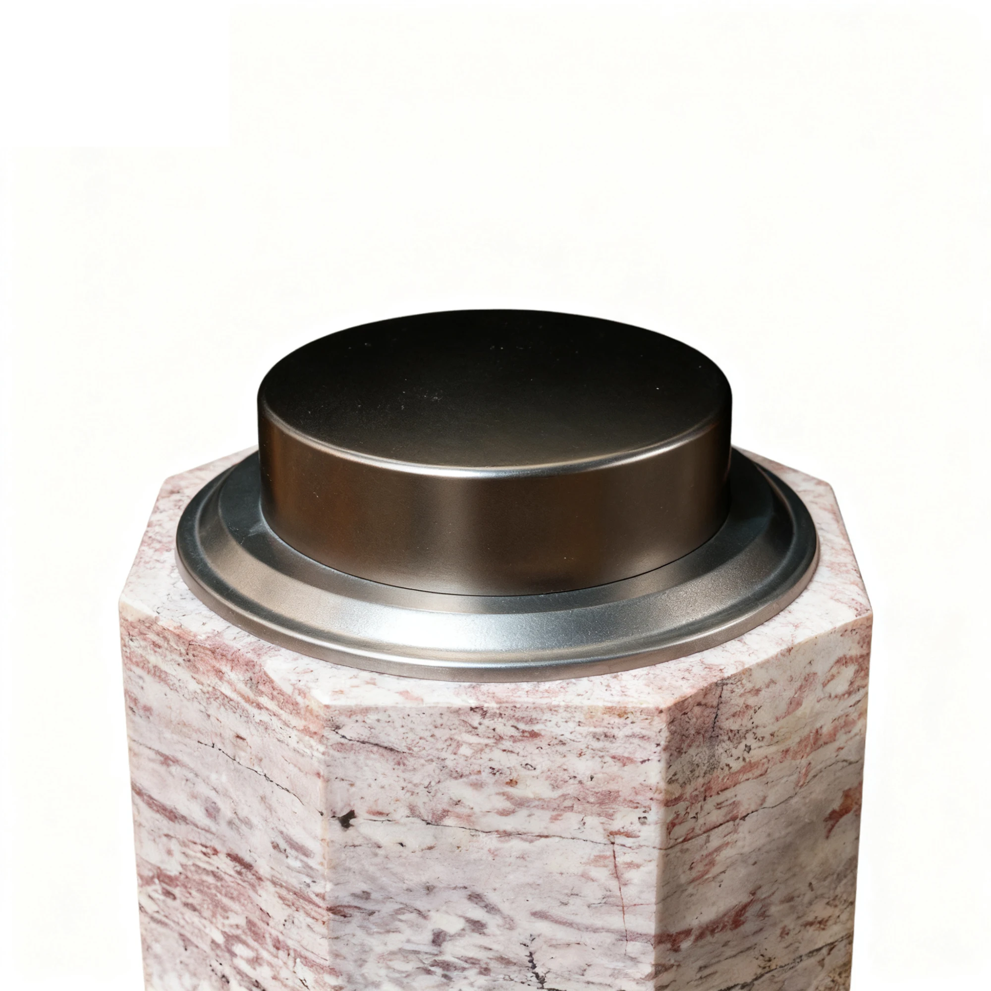 Hexagonal Chinese Painting Natural Stone Tea Canister with Metal Sealed Lid Airtight Tea Storage Jar for Home Decoration Gift