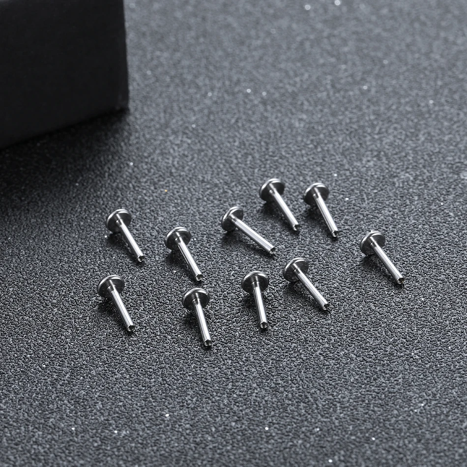 10pcs G23 Titanium Implant Grade 4/5/6/7/8/9/10mm for Labret Lip Piercing 16G Internal Thread Ti 6AL-4V ELI Piercing Jewelry