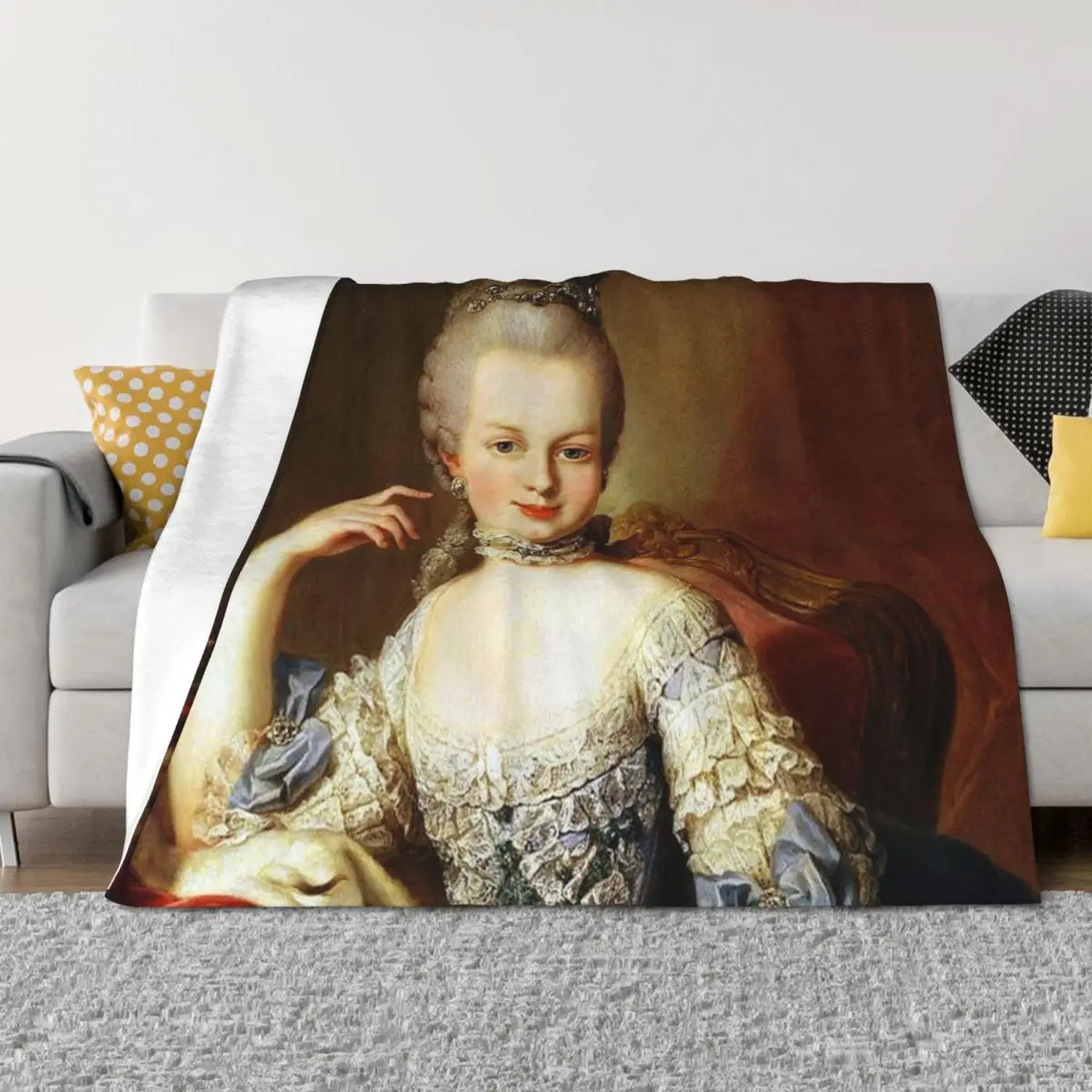 

Marie Antoinette - 1767 Throw Blanket Shaggy Hair Bed covers Luxury Designer Blankets