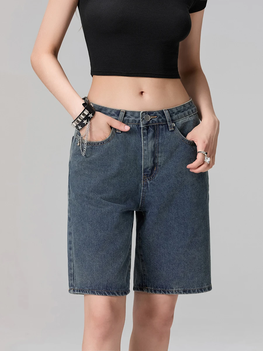 

Women Y2k Jean Shorts High Waisted Straight Denim Shorts with Pockets Vintage Hot Shorts Women Pants Summer 2024 Streetwear