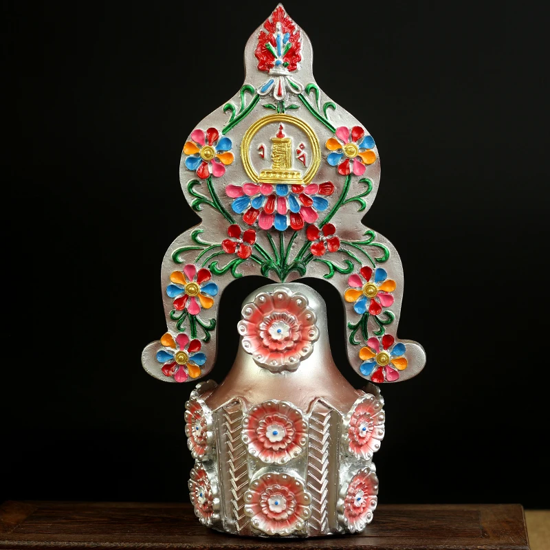 27cm Home Office Putting Decorate Ornaments Tibetan Tranic Nepal Resin Silver/Gold Golen Eight Auspicious Symbol Wheel