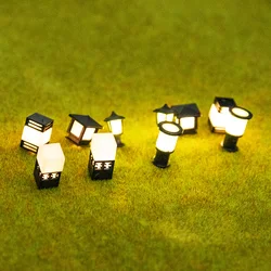 10Pcs Mixed Miniature Lawn Lamp Model 3V Led Lights For Making Sand Table Landscape Materials Diorama Kits