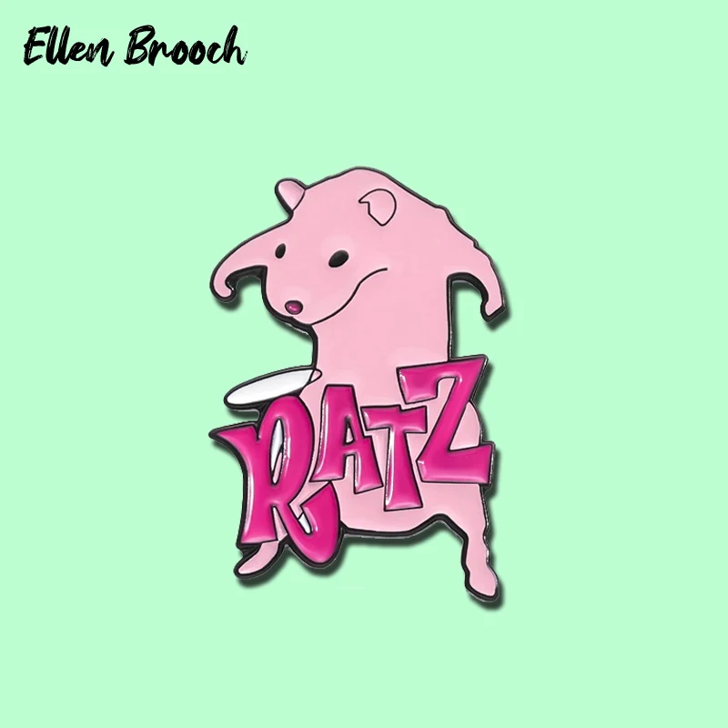 RATZ Enamel Pins Pink Animal Cute Brooch Bag Hat Lapel Badges Jewelry Gift for Kids Friends