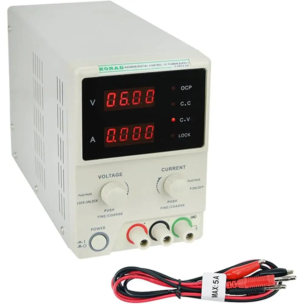 Precision Adjustable DC Power Supply 30V 5A Linear Digital Regulated Lab Grade with Dual LED Displays Overload Protection