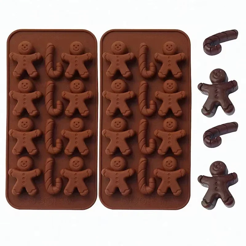 Christmas Shape Silicone Chocolate Mould Non-stick Fondant Cookie Baking Trays Xmas Trees Candy Cute Man Gift Home Mold Tools