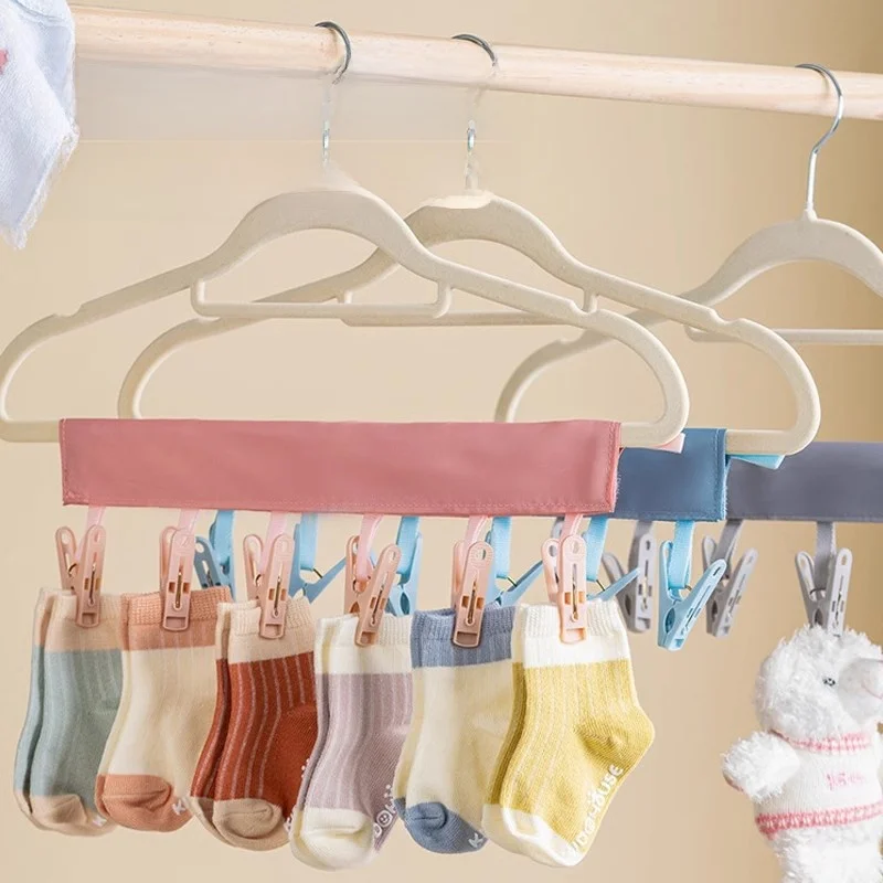 Cabide de Roupas Portátil e Dobrável em Tecido para Roupas Íntimas e Meias, Organizador de Viagem para Hotel e Casa