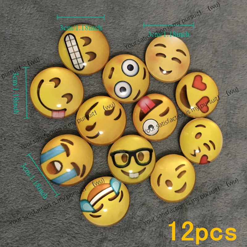 12pcs Round Polystyrene Smile Face Fridge Magnets - Adorable Decorative Magnets for Kitchen, Office, Whiteboard, Locker, Cabinet