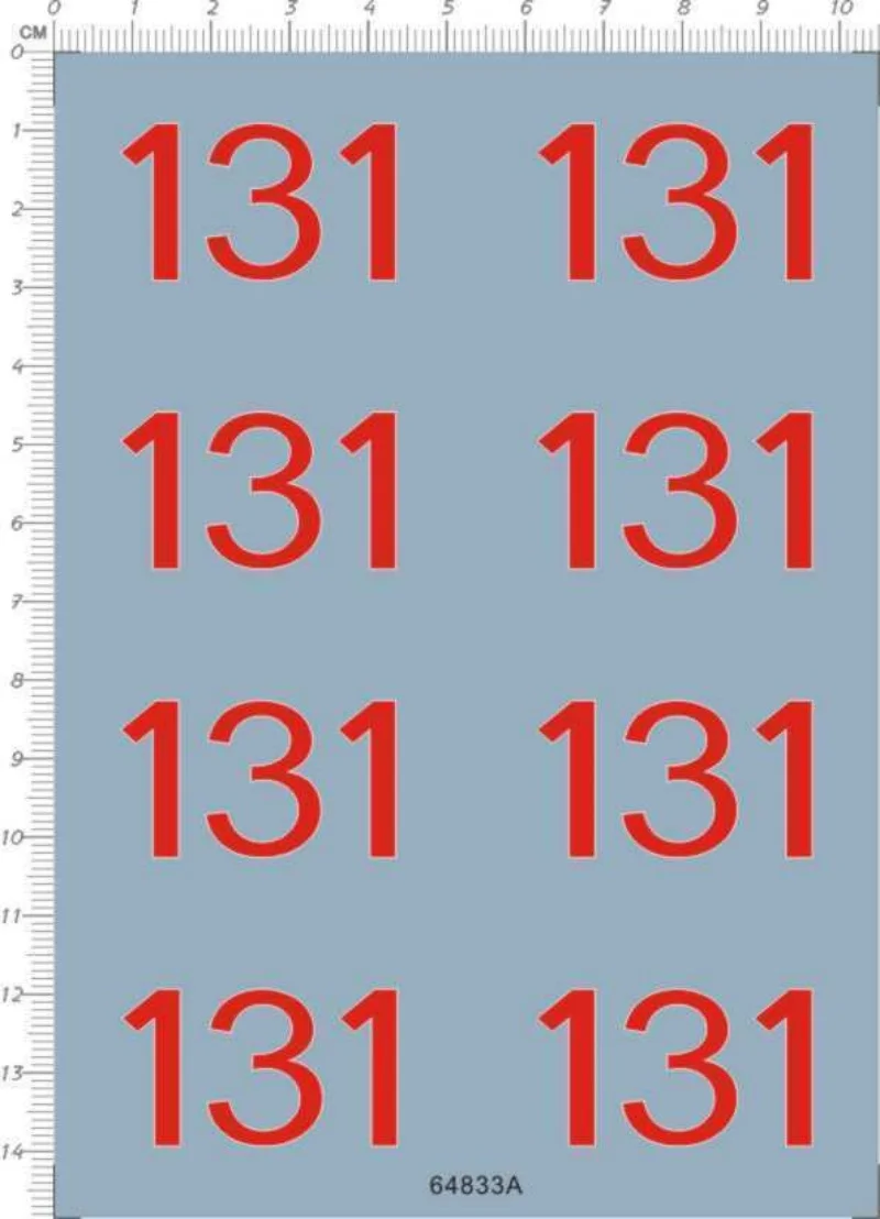

Red Number 131 Decals for 1/16 Scale WWII Tiger Tank Model Kit 64833A