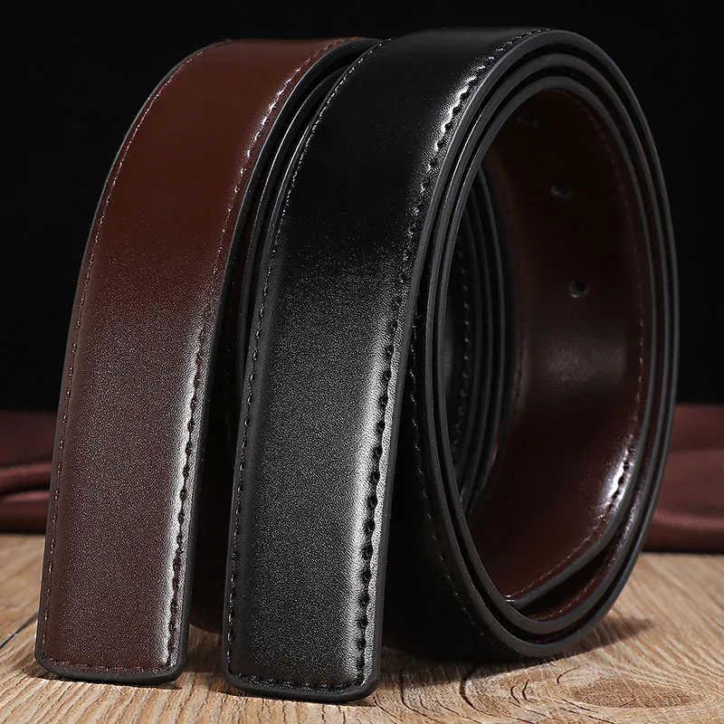 New Double-sided Genuine Leather Belt No Buckle Wide Belt Without Buckle High Quality Cowskin Belt 2.8cm 3.0cm 3.3cm 3.5cm 3.5cm