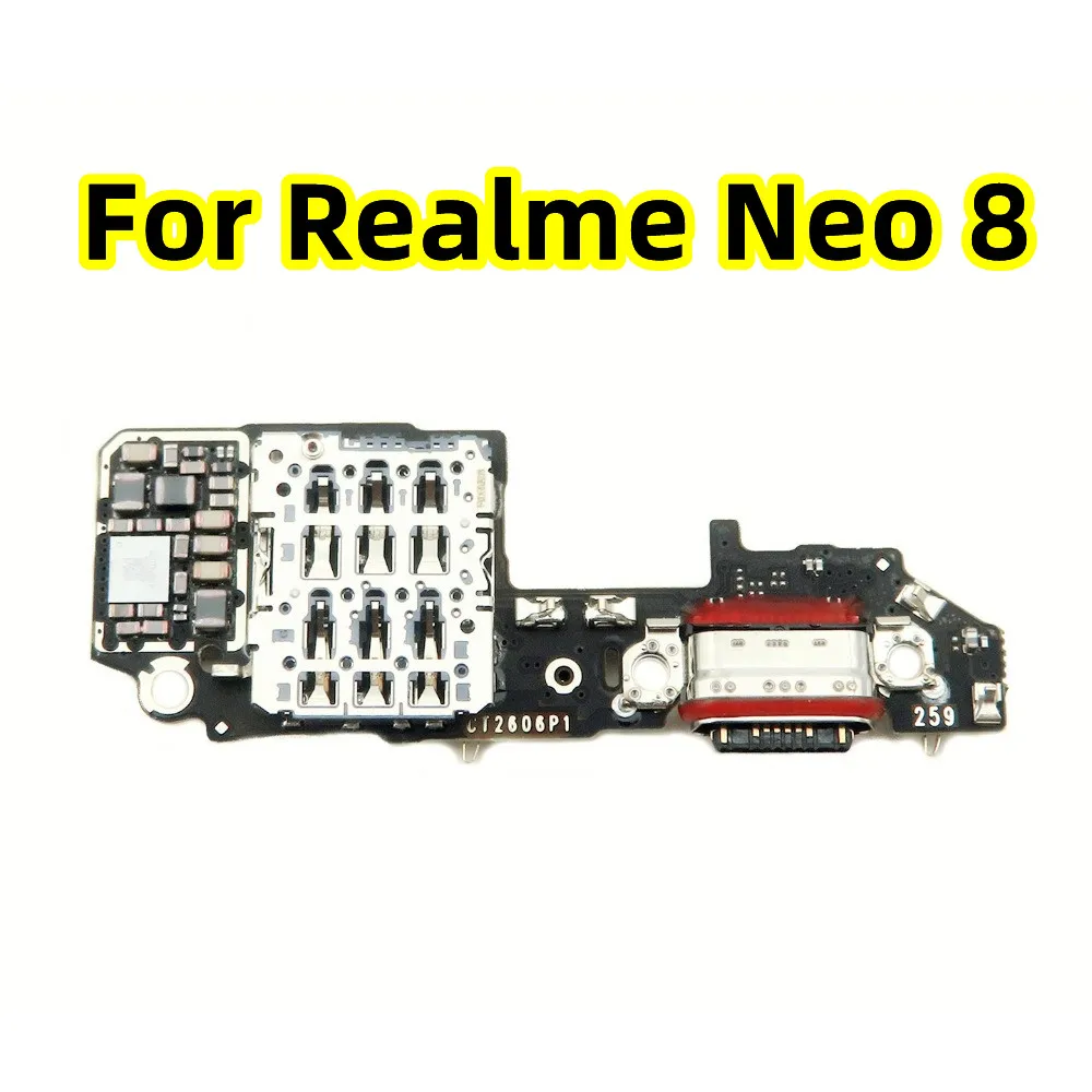 Replace For Realme Neo 8 5G Phone Charging Port Dock Connector Microphone SIM Card Reader Flex Cable Type-C USB Charger Board