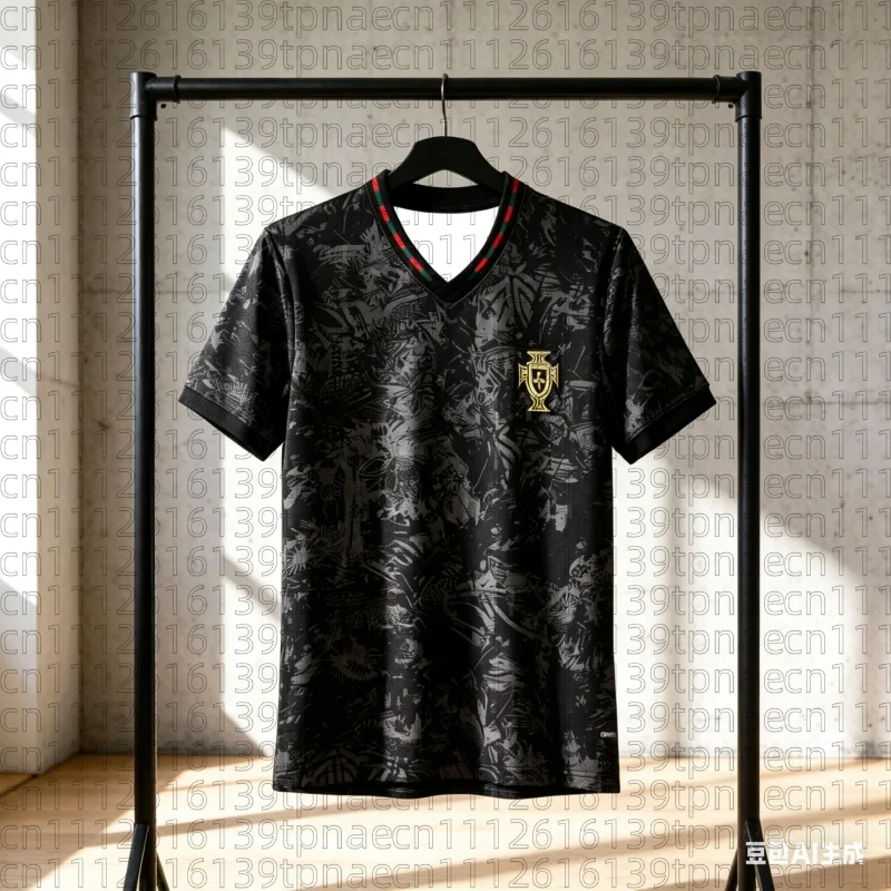 Camisa de Treino Edição Especial Portuguesa 2026 - Design Escudo com Bordado Completo Camiseta Respirável Roupa Esportiva Familiar