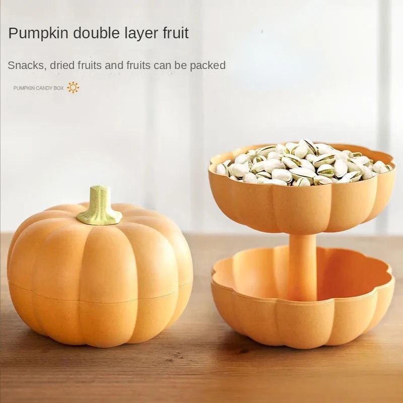 Living Room Double Layer Household Pumpkin Dried Fruit Plate Fruit Snack Cute Creative Fruit Box Food Storage Containers