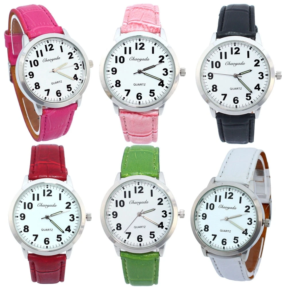 Damski zegarek kwarcowy z białą tarczą, okrągły wyświetlacz z cyframi, skórzana bransoleta, stylowy zegarek na rękę dla studentek.