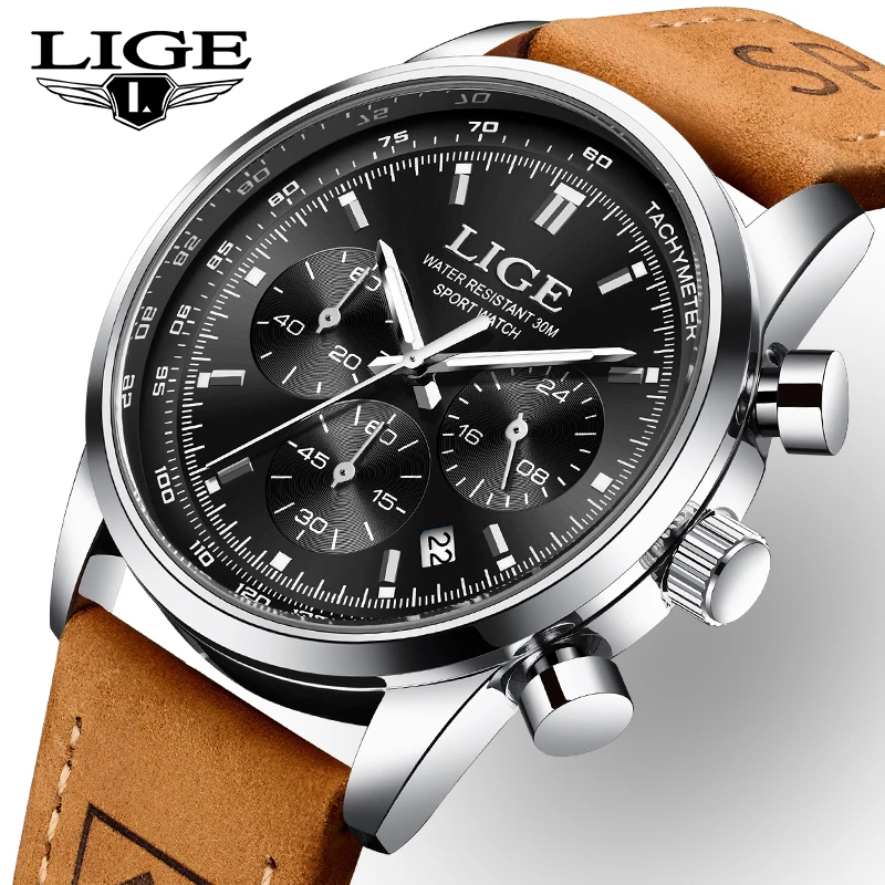 

LIGE 2024, новые кварцевые мужские часы, лучший бренд, роскошные часы для мужчин, спортивные водонепроницаемые кожаные наручные часы, модные часы reloj hombre