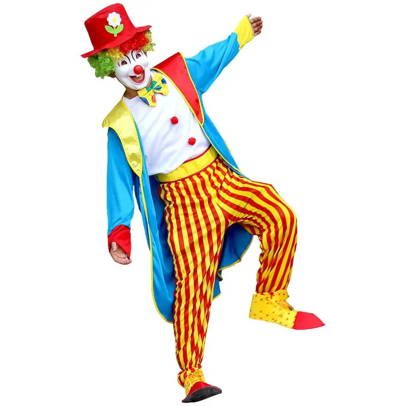 SN55Muta per adulti Clown del circo Costume cosplay Vestito per spettacoli teatrali Festa di carnevale Abbigliamento da clown con accessori Nuovo A @ 54WE