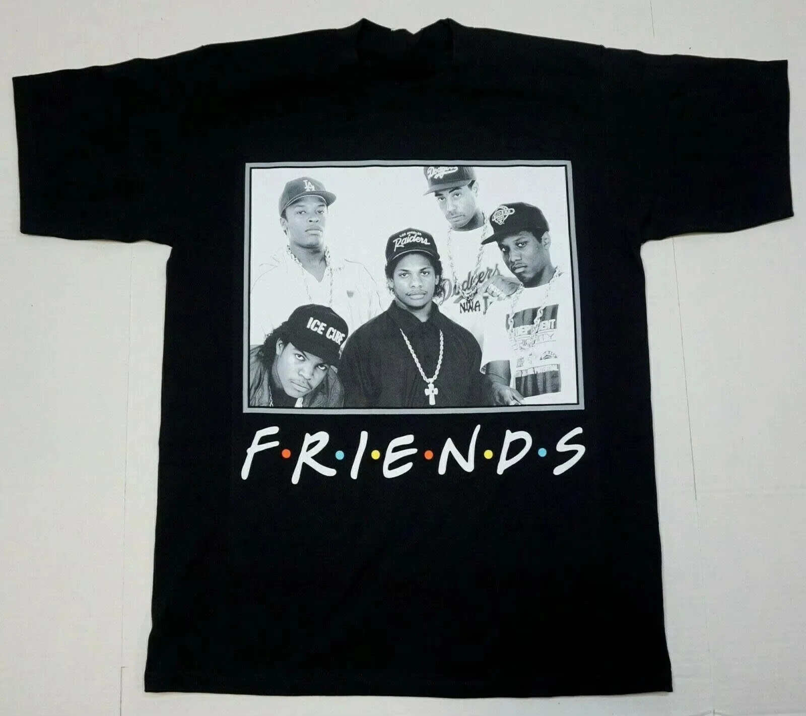 Camiseta NWA Friends Eazy E Hip Hop Rap para hombre, camiseta negra estampada, camiseta informal de algodón para hombre y mujer, ropa informal para mujer