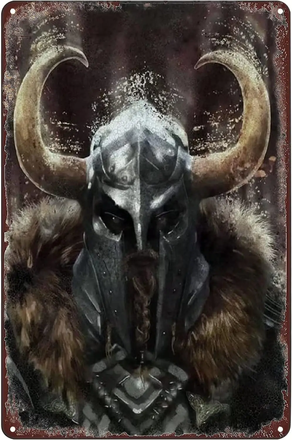 Metal Tin Sign, Wear Horned Helmet Poster Sign Wall Art Decor Plaque for Home Bar Pub Club Cafe 8x12  sign