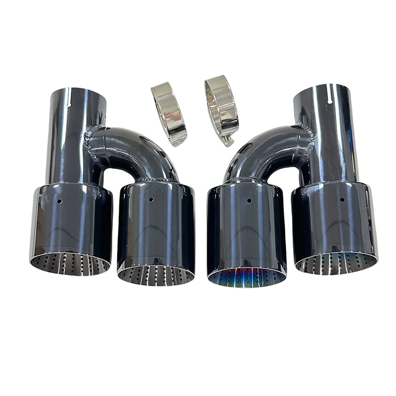 Auto Parts exhaust pipe Stainless steel electroplating black Modified H-shaped 4-outlet tailpipe muffler