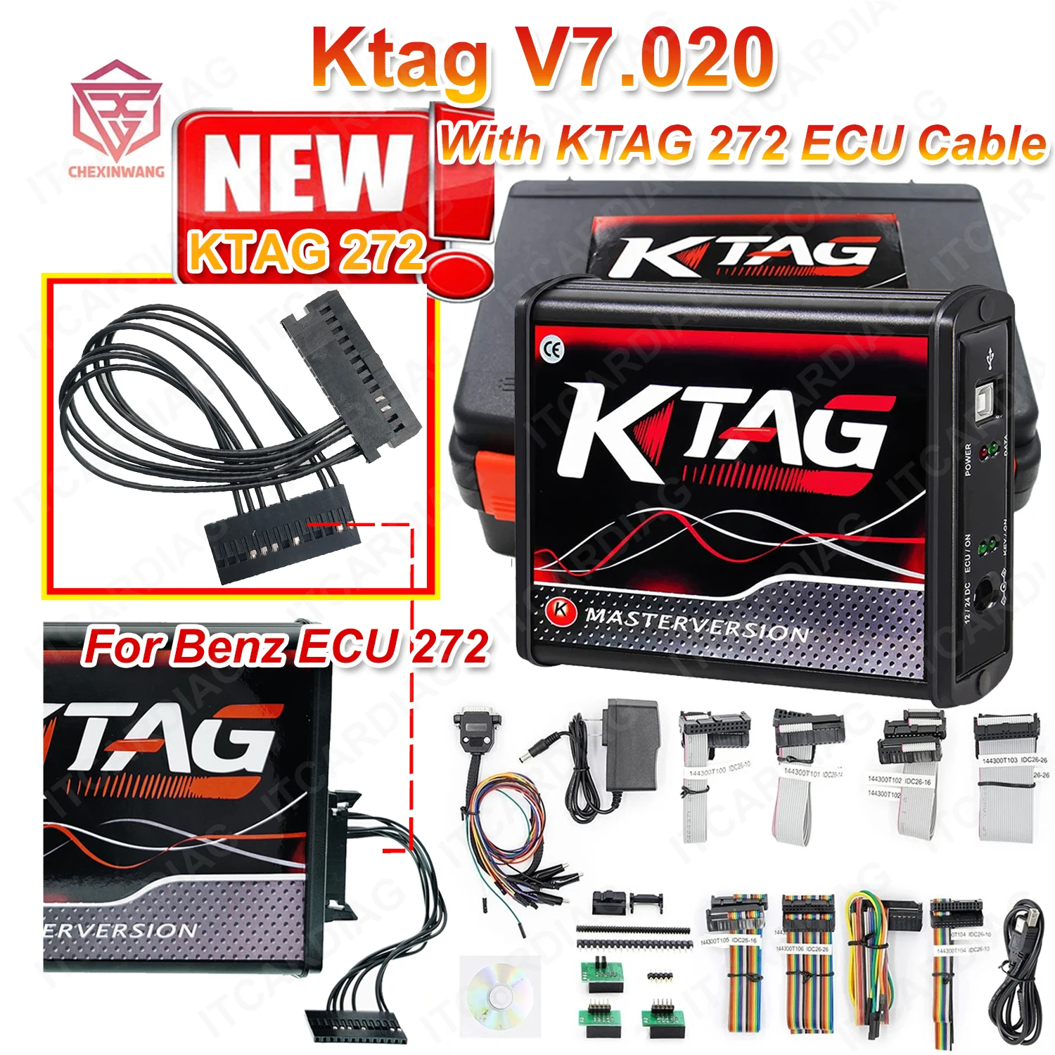 New EU Ktag V7.020 with KTAG 272 ECU Dedicated Cable for Benz ECU 272 Computer Dedicated Read Write ECU Programmer Tool