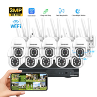 Hongnaer 3MP 10 Channel Outdoor Video Home Security IP NVR CCTV WiFi PTZ Camera Kit Set System Eseecloud Wireless Surveil System