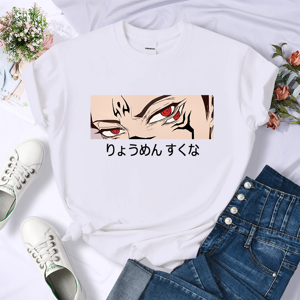 Jujutsu Kaisen Anime Ryomen Sukuna Women Tshirts Street Breathable Short Sleeve Personality Cool Tee Shirt Casual Summer T-Shirt