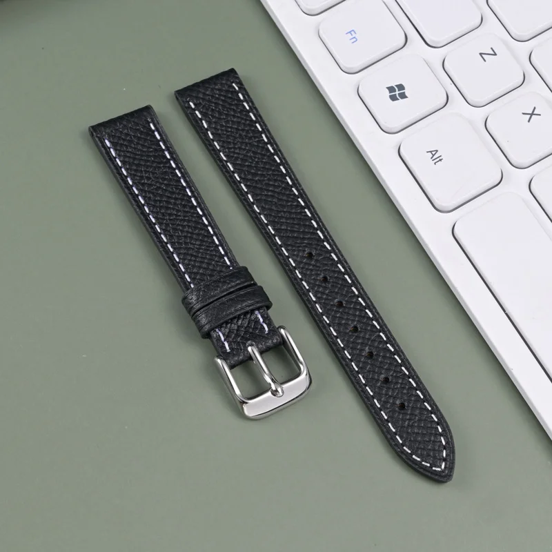 Vintage Style Handmade Palm Grain Calf Leather Watchband - Comfortable and Ultra-Thin for Men's Soft Cowhide Strap